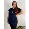 Tunika s přívěskem krátký rukáv dámská nadrozměr (56/58 ONE SIZE) ITALSKÁ MÓDA IM424BOLOGNA/DUR (Velikost 56/58, Barva Černá)