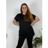 Tunika s přívěskem krátký rukáv dámská nadrozměr (56/58 ONE SIZE) ITALSKÁ MÓDA IM424BOLOGNA/DUR (Velikost 56/58, Barva Černá)