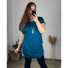 Tunika s přívěskem krátký rukáv dámská nadrozměr (56/58 ONE SIZE) ITALSKÁ MÓDA IM424BOLOGNA/DUR (Velikost 56/58, Barva Černá)