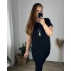 Tunika s přívěskem krátký rukáv dámská nadrozměr (56/58 ONE SIZE) ITALSKÁ MÓDA IM424BOLOGNA/DUR (Velikost 56/58, Barva Černá)