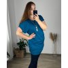 Tunika s přívěskem krátký rukáv dámská nadrozměr (56/58 ONE SIZE) ITALSKÁ MÓDA IM424BOLOGNA/DUR (Velikost 56/58, Barva Černá)