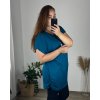 Tunika s přívěskem krátký rukáv dámská nadrozměr (56/58 ONE SIZE) ITALSKÁ MÓDA IM424BOLOGNA/DUR (Velikost 56/58, Barva Černá)