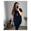 Tunika s přívěskem krátký rukáv dámská nadrozměr (56/58 ONE SIZE) ITALSKÁ MÓDA IM424BOLOGNA/DUR (Velikost 56/58, Barva Černá)