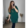 Tunika s přívěškem krátký rukáv dámská nadrozměr (54/56 ONE SIZE) ITALSKá MóDA IM424036/DU (Velikost 54/56, Barva Černá)