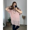 Tunika s přívěškem krátký rukáv dámská nadrozměr (54/56 ONE SIZE) ITALSKá MóDA IM424036/DU (Velikost 54/56, Barva Černá)