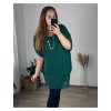 Tunika s přívěškem krátký rukáv dámská nadrozměr (54/56 ONE SIZE) ITALSKá MóDA IM424036/DU (Velikost 54/56, Barva Černá)