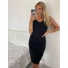 Šaty midi letní na ramínka dámské (XS/S ONE SIZE) ITALSKÁ MÓDA IMWB23135/DUR (Velikost XS/S, Barva Černá)