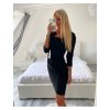Šaty elegantní pouzdrové 3/4 rukáv dámské (S-XL) ITALSKÁ MÓDA IMM23M23121-1/DU (Velikost S, Barva Černá)