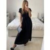 Šaty dlouhé krátký rukáv dámské plisované Sona (S/M ONE SIZE) ITALSKá MóDA IMC24258/DUR (Velikost S/M/L, Barva béžová)