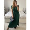 Šaty dlouhé krátký rukáv dámské plisované Sona (S/M ONE SIZE) ITALSKá MóDA IMC24258/DUR (Velikost S/M/L, Barva béžová)