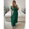 Šaty dlouhé krátký rukáv dámské plisované Sona (S/M ONE SIZE) ITALSKá MóDA IMC24258/DUR (Velikost S/M/L, Barva béžová)