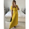 Šaty dlouhé krátký rukáv dámské plisované Sona (S/M ONE SIZE) ITALSKá MóDA IMC24258/DUR (Velikost S/M/L, Barva béžová)