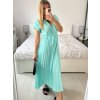 Šaty dlouhé krátký rukáv dámské plisované Sona (S/M ONE SIZE) ITALSKá MóDA IMC24258/DUR (Velikost S/M/L, Barva béžová)