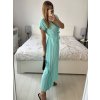 Šaty dlouhé krátký rukáv dámské plisované Sona (S/M ONE SIZE) ITALSKá MóDA IMC24258/DUR (Velikost S/M/L, Barva béžová)