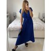Šaty dlouhé krátký rukáv dámské plisované Sona (S/M ONE SIZE) ITALSKá MóDA IMC24258/DUR (Velikost S/M/L, Barva béžová)