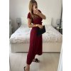 Šaty dlouhé krátký rukáv dámské plisované Sona (S/M ONE SIZE) ITALSKá MóDA IMC24258/DUR (Velikost S/M/L, Barva béžová)