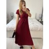 Šaty dlouhé krátký rukáv dámské plisované Sona (S/M ONE SIZE) ITALSKá MóDA IMC24258/DUR (Velikost S/M/L, Barva béžová)