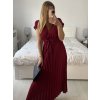 Šaty dlouhé krátký rukáv dámské plisované Sona (S/M ONE SIZE) ITALSKá MóDA IMC24258/DUR (Velikost S/M/L, Barva béžová)