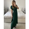 Šaty dlouhé krátký rukáv dámské plisované Sona (S/M ONE SIZE) ITALSKá MóDA IMC24258/DUR (Velikost S/M/L, Barva béžová)