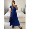 Šaty dlouhé krátký rukáv dámské plisované Sona (S/M ONE SIZE) ITALSKá MóDA IMC24258/DUR (Velikost S/M/L, Barva béžová)