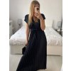 Šaty dlouhé krátký rukáv dámské plisované Sona (S/M ONE SIZE) ITALSKá MóDA IMC24258/DUR (Velikost S/M/L, Barva béžová)