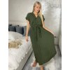 Šaty dlouhé krátký rukáv dámské plisované Sona (S/M ONE SIZE) ITALSKá MóDA IMC24258/DUR (Velikost S/M/L, Barva béžová)