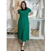 Šaty dlouhé krátký rukáv dámské plisované Sona (S/M ONE SIZE) ITALSKá MóDA IMC24258/DUR (Velikost S/M/L, Barva béžová)