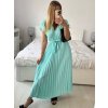 Šaty dlouhé krátký rukáv dámské plisované Sona (S/M ONE SIZE) ITALSKá MóDA IMC24258/DUR (Velikost S/M/L, Barva béžová)