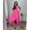 Šaty dlouhé letní krátký rukáv dámské nadrozměr (52/54/ONE SIZE) ITALSKÁ MÓDA IMWT24082/DR (Velikost 52/54, Barva zelená mintova)