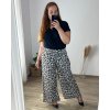 Kalhoty letní dlouhé dámské nadrozměr (54/56 ONE SIZE) POLSKÁ MÓDA IMWT24092/DUR (Velikost 54/56, Barva hnědá leopard)