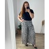Kalhoty letní dlouhé dámské nadrozměr (54/56 ONE SIZE) POLSKÁ MÓDA IMWT24092/DUR (Velikost 54/56, Barva hnědá leopard)