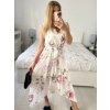 Šaty letní dlouhé na ramínka dámské (S/M ONE SIZE) ITALSKÁ MÓDA IMSM24FLOWER/DU (Velikost S/M/L, Barva béžová krémová)