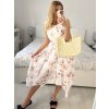 Šaty letní dlouhé na ramínka dámské (S/M ONE SIZE) ITALSKÁ MÓDA IMSM24FLOWER/DU (Velikost S/M/L, Barva béžová krémová)