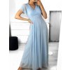 Šaty společenské elegantní krátký rukáv dámské (S/M ONE SIZE) ITALSKÁ MÓDA IMPSH223589L/DUR