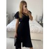 Šaty dlouhé mušelín krátký rukáv dámské (S/M/L ONE SIZE) ITALSKÁ MÓDA IMWBH24054/DU (Velikost S/M/L, Barva Černá)