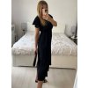 Šaty dlouhé mušelín krátký rukáv dámské (S/M/L ONE SIZE) ITALSKÁ MÓDA IMWBH24054/DU (Velikost S/M/L, Barva Černá)
