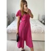 Šaty dlouhé mušelín krátký rukáv dámské (S/M/L ONE SIZE) ITALSKÁ MÓDA IMWBH24054/DU (Velikost S/M/L, Barva Černá)