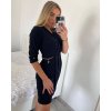 Šaty elegantní dlouhý rukáv dámské (S/M ONE SIZE) ITALSKÁ MÓDA IMHMS23095/DUR (Velikost S/M/L, Barva tmavě smaragdová)
