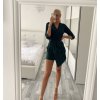 Šaty elegantní dlouhý rukáv dámské (S/M ONE SIZE) ITALSKÁ MÓDA IMHMS23095/DUR (Velikost S/M/L, Barva tmavě smaragdová)