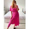 Šaty dlouhé letní krátký rukáv mušelín dámské (S/M/L ONE SIZE) ITALSKÁ MÓDA IMWA24198/DU (Velikost S/M/L, Barva tmavě růžová)
