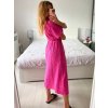 Šaty dlouhé letní krátký rukáv mušelín dámské (S/M/L ONE SIZE) ITALSKÁ MÓDA IMWA24198/DU (Velikost S/M/L, Barva tmavě růžová)