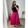 Kalhoty letní dlouhé dámské nadrozměr (56/58 ONE SIZE) POLSKÁ MÓDA IMWT24039/DR (Velikost 56/58, Barva tmavě růžová)
