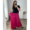 Kalhoty letní dlouhé dámské nadrozměr (56/58 ONE SIZE) POLSKÁ MÓDA IMWT24039/DR (Velikost 56/58, Barva tmavě růžová)