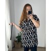 Šaty/tunika košilová s páskem krátký rukáv dámské (54/56 ONE SIZE) ITALSKá MóDA IM324LULU/DU
