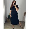 Šaty letní krátký rukáv dámské nadrozměr (50/52 ONE SIZE) ITALSKÁ MÓDA IM424392/DR (Velikost 50/52, Barva tmavě růžová)