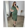 Šaty letní krátký rukáv dámské nadrozměr (50/52 ONE SIZE) ITALSKÁ MÓDA IM424392/DR (Velikost 50/52, Barva tmavě růžová)