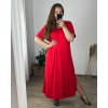 Šaty dlouhé maxi letní volnočasové krátký rukáv dámské (56/58 ONE SIZE) ITALSKÁ MÓDA IMD24213/DR (Velikost 56/58, Barva červená)