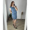 Šaty letní lněné krátký rukáv dámské (M-60) ITALSKá MóDA IM424FLOWER/DR (Velikost 2XL, Barva modrá)