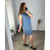 Šaty letní lněné krátký rukáv dámské (M-60) ITALSKá MóDA IM424FLOWER/DR (Velikost 2XL, Barva modrá)