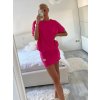 Šaty letní volnočasové krátký rukáv dámské (S/M/L ONE SIZE) ITALSKá MóDA IM424322/DU (Velikost M/L, Barva tmavě růžová)